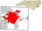 Guilford County North Carolina incorporated and unincorporated areas Greensboro highlighted